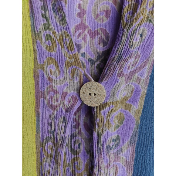 3/$20 Soft Surroundings Green Blue Purple Rayon One Button Duster Cardigan Top S - Picture 3 of 8